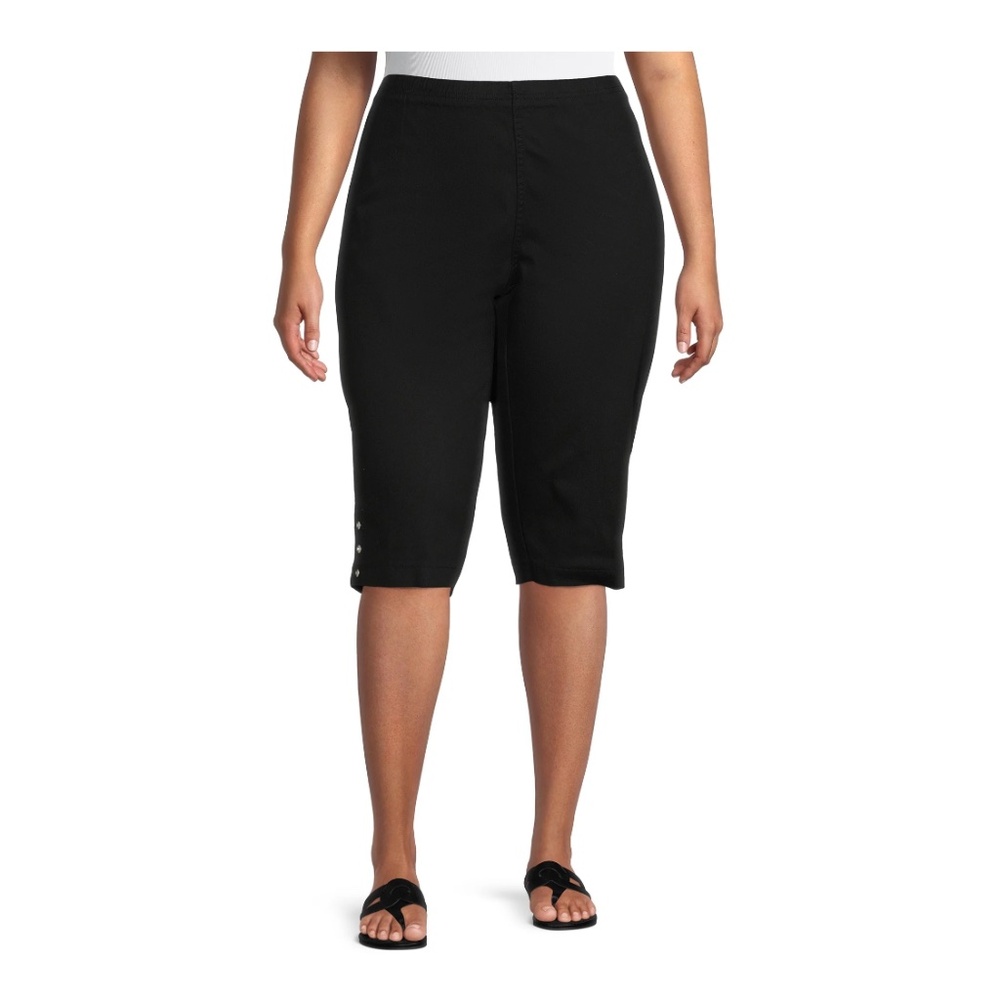 Just My Size Women’s Plus Bling Tab Black Capri Pants Size 1X (16W) NWT